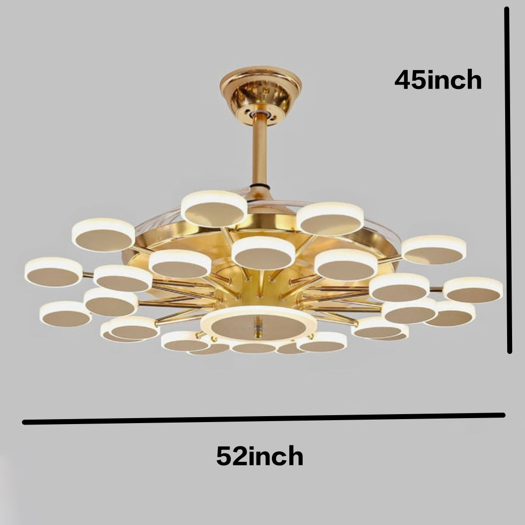 STODE® Orbit Glow Retractable Ceiling Fan Chandelier with Remote | Modern LED Light for Home & Office