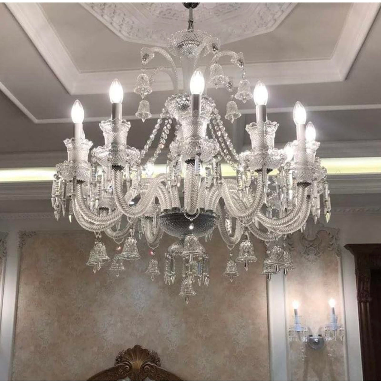 STODE® Italian Crystal Chandelier – White Candle Design - Warm White Luxury Lighting for Living Room, Dining Room, Bedroom & Staircase