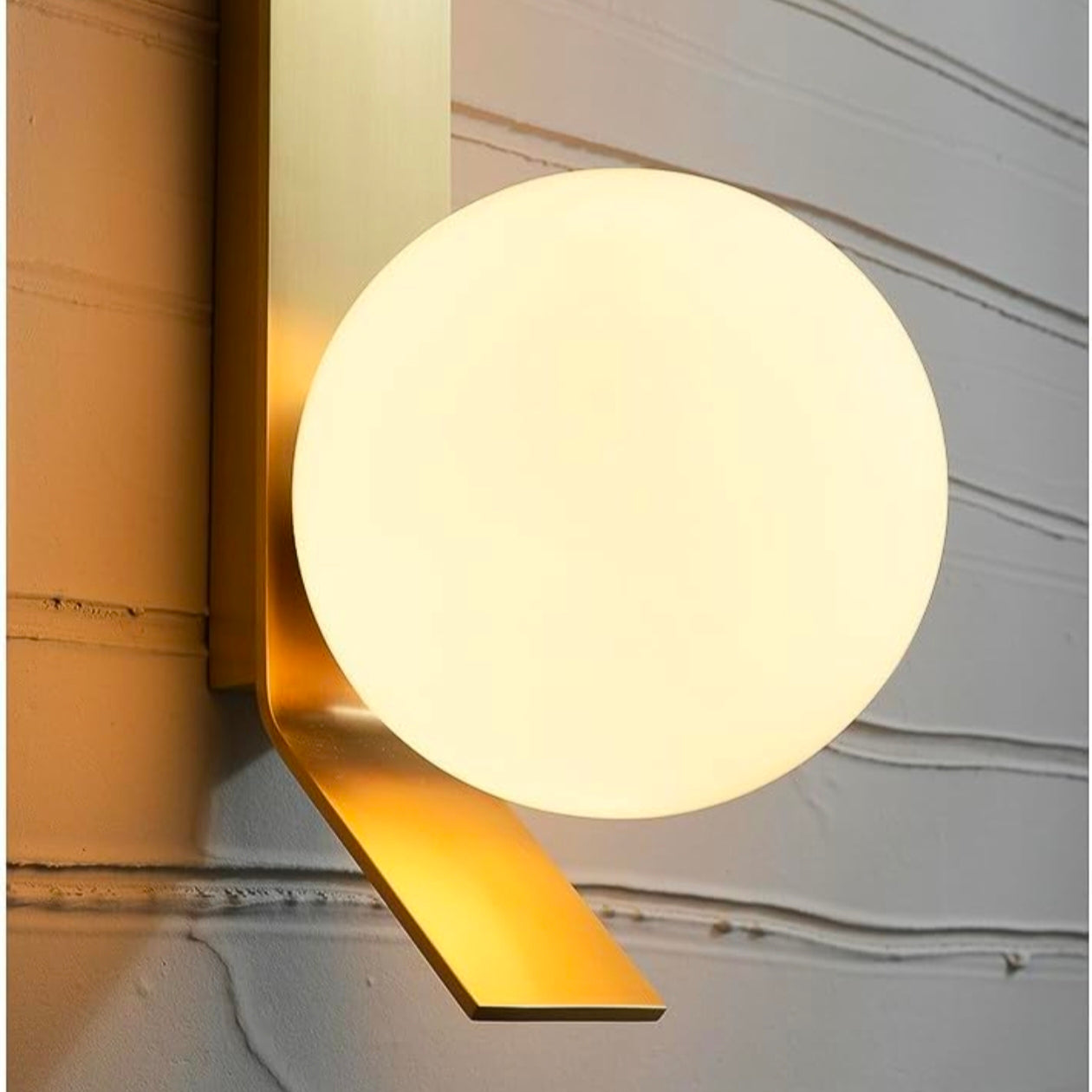 STODE® Modern Gold Wall Sconce - White Globe Glass Lamp for Bedroom, Living Room, Corridor & Dining Room Décor