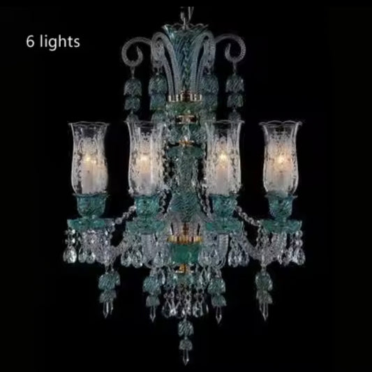 STODE® Modern LED Crystal Chandelier – Long Glass Fixture Lamp - Warm White Candle Light for Living Room, Bedroom & Restaurant