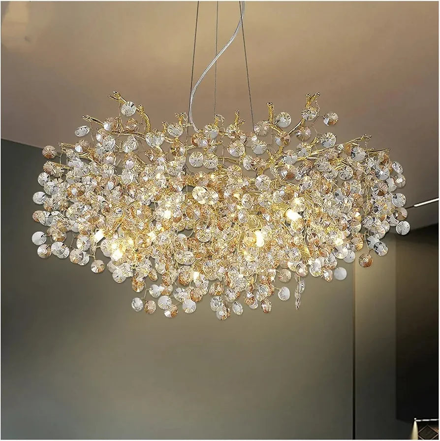 STODE® 1800mm Gold Crystal Ceiling Chandelier - Luxury LED Villa Lighting