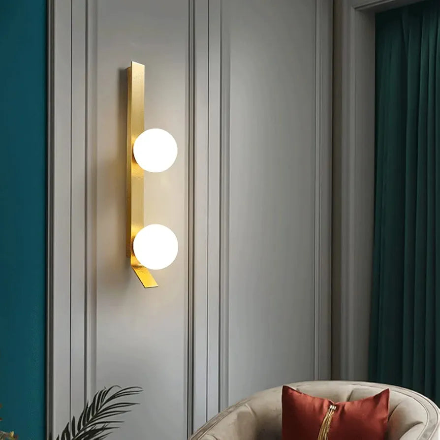 STODE® Modern Gold Wall Sconce - White Globe Glass Lamp for Bedroom, Living Room, Corridor & Dining Room Décor