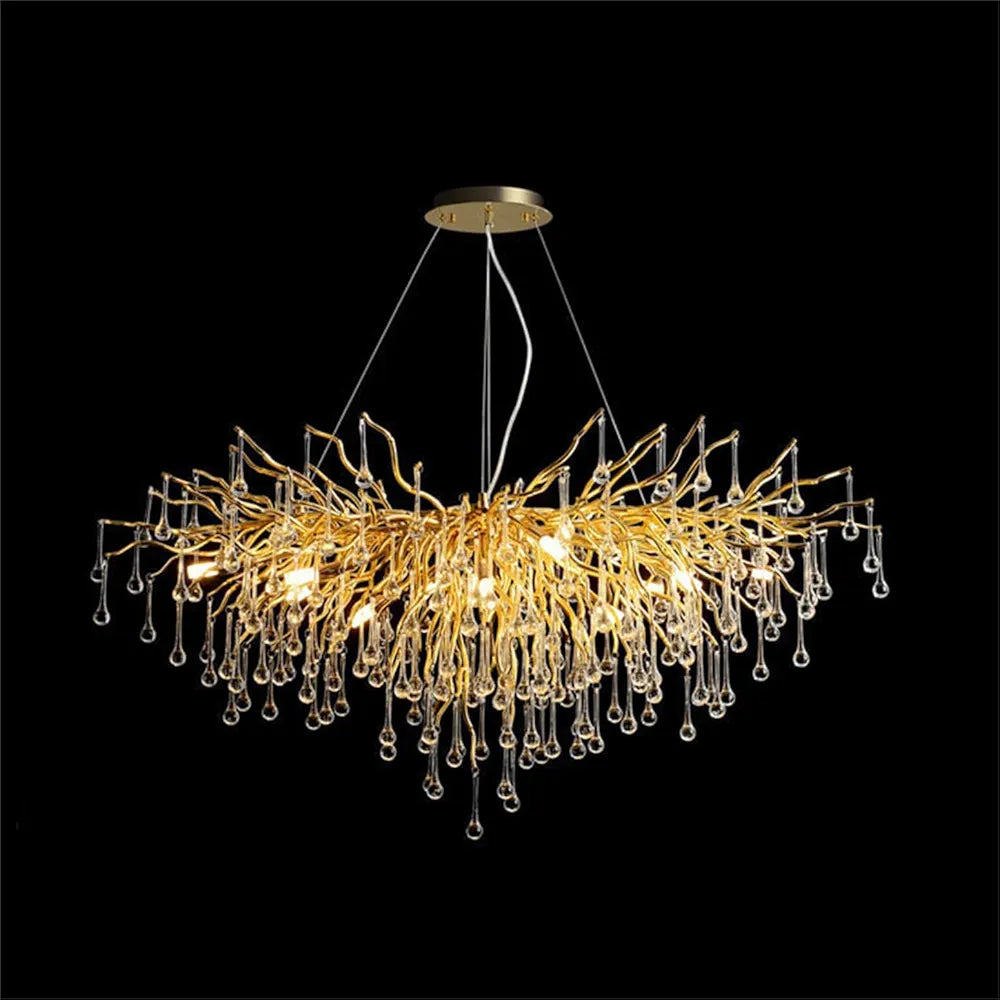 STODE® 1600mm Gold Crystal Chandelier - Frosted Tree Branch Pendant Light for High Ceilings