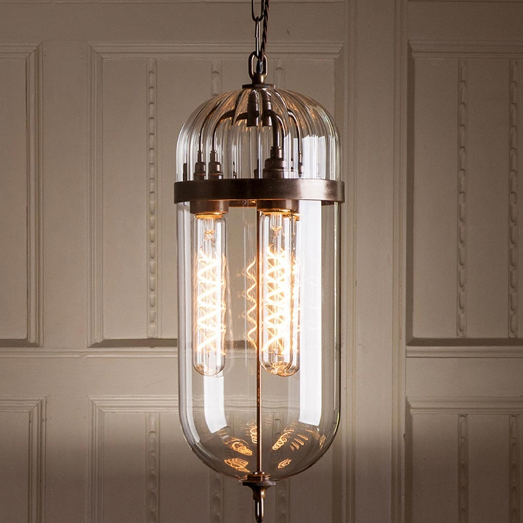 STODE® Vintage Industrial Cage Pendant Light | Amber Glass Hanging Lamp for Home & Café Décor