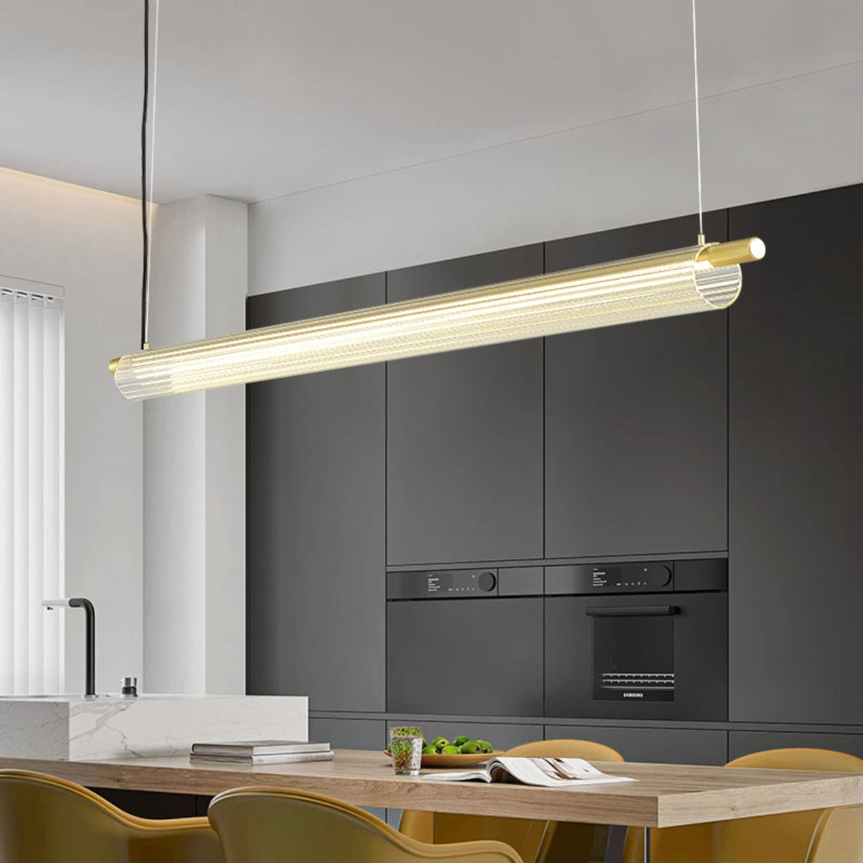 STODE® 36W Sleek Acrylic Tube LED Pendant Light | 1350mm Linear Hanging Lamp with 3-in-1 Color Modes (Warm, Cool & Natural White)