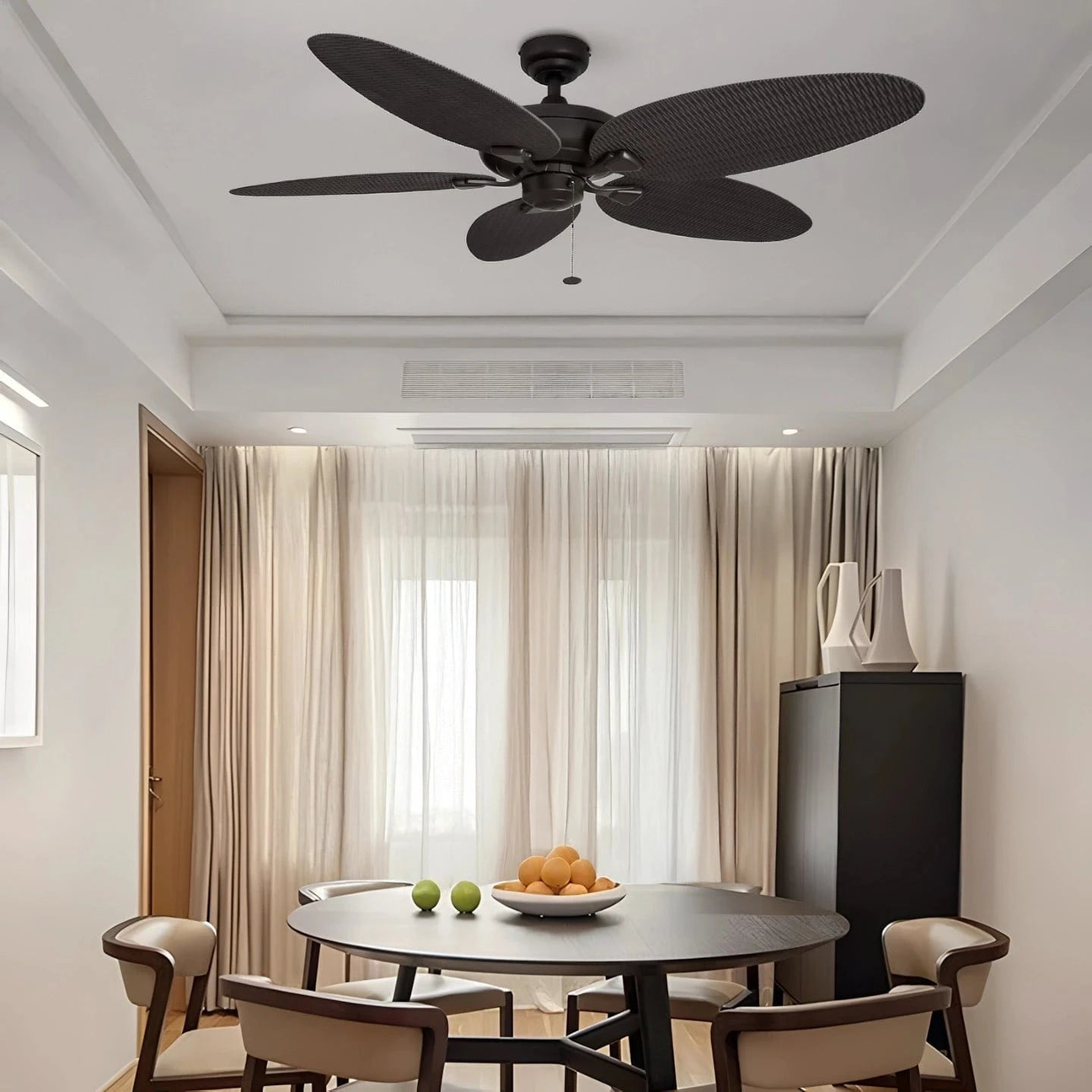 STODE® Duval 52-Inch Ceiling Fan – 5 Blade Tropical Design, Quick 2 Hang, Pull Chain, Tri-Mount Indoor/Outdoor Fan, ETL Damp Rated – Golem Finish