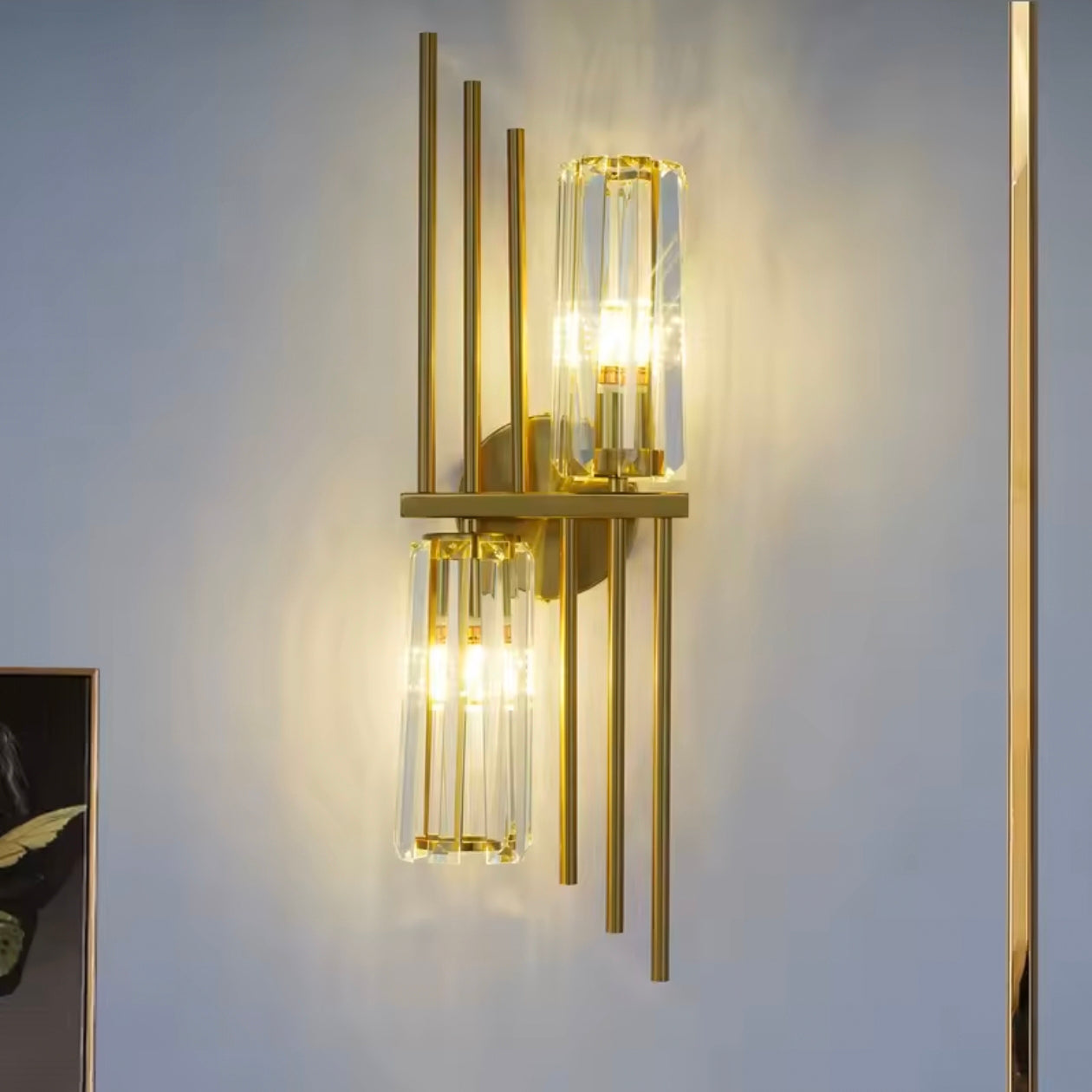 STODE® Postmodern Luxury Crystal Wall Lamp – High-End Gold LED Lighting for Living Room & Bedroom Décor
