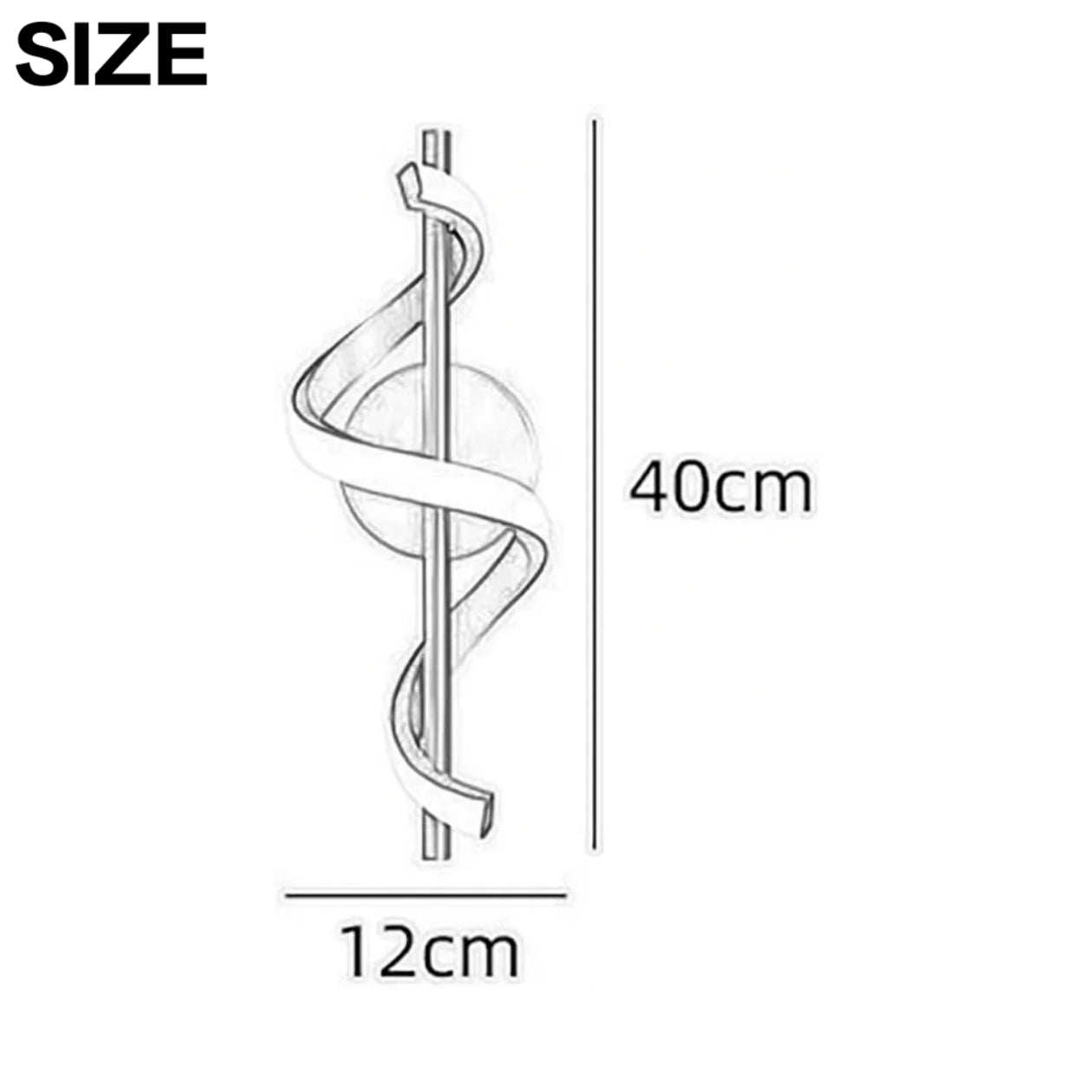 STODE® Spiral Metal Wall Lamp - Gold 12W LED Linear Sconce with 3-Color Changing for Bedroom & Modern Home Décor