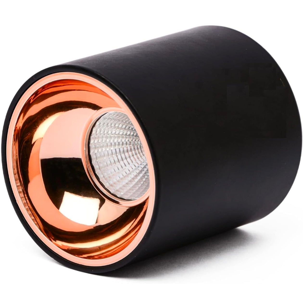 STODE® Black Antiglare LED Round Cylindrical COB Spotlight – Rose Gold Reflector | Versatile Ceiling Downlight for Home, Office & Outdoor (Warm White) – Pack of 1