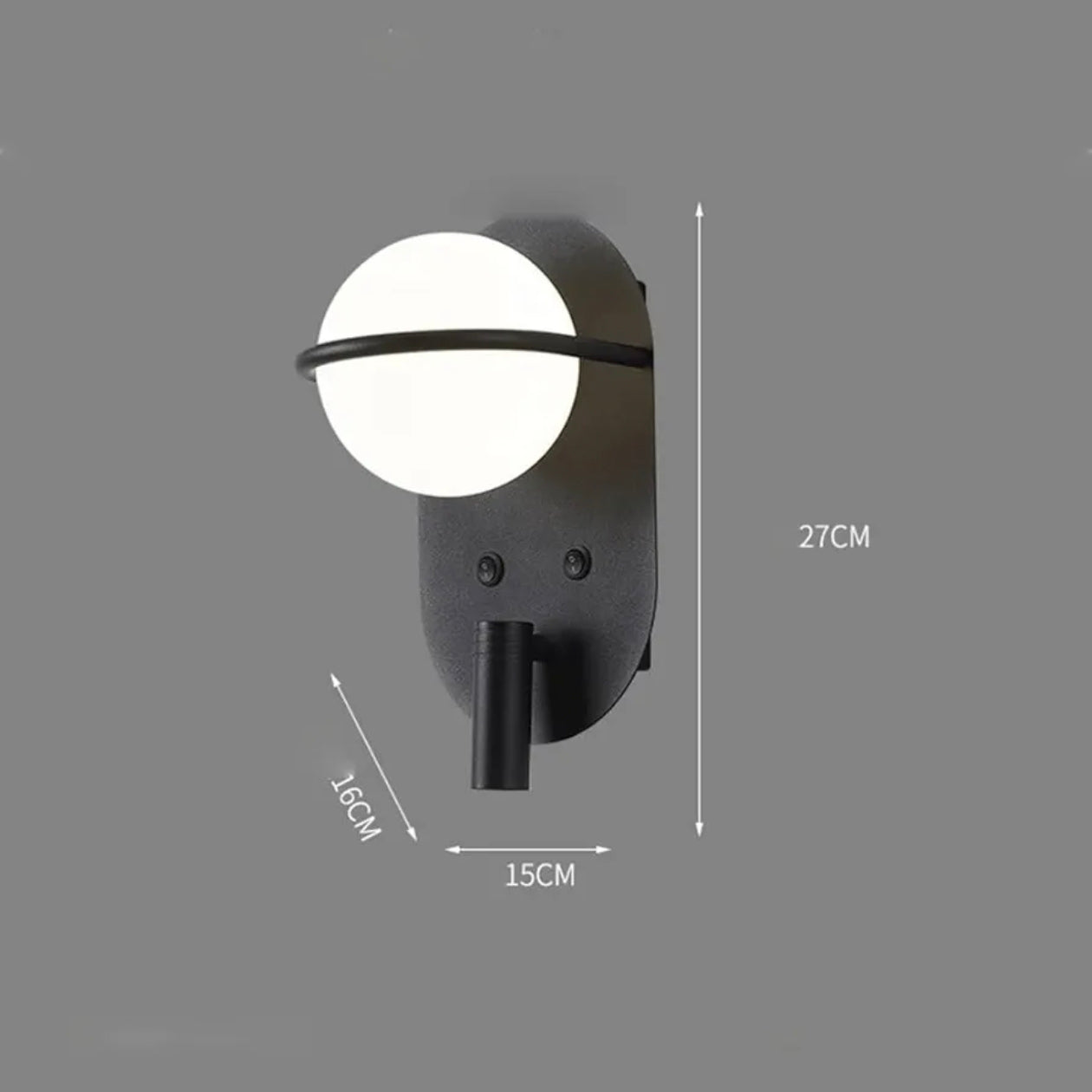 STODE® 350° Rotating 6W LED Wall Sconce - Black Double Head Metal Lamp with Dual Switch & 3-Color Changing for Bedroom, Living Room & Reading (Pack of 1)