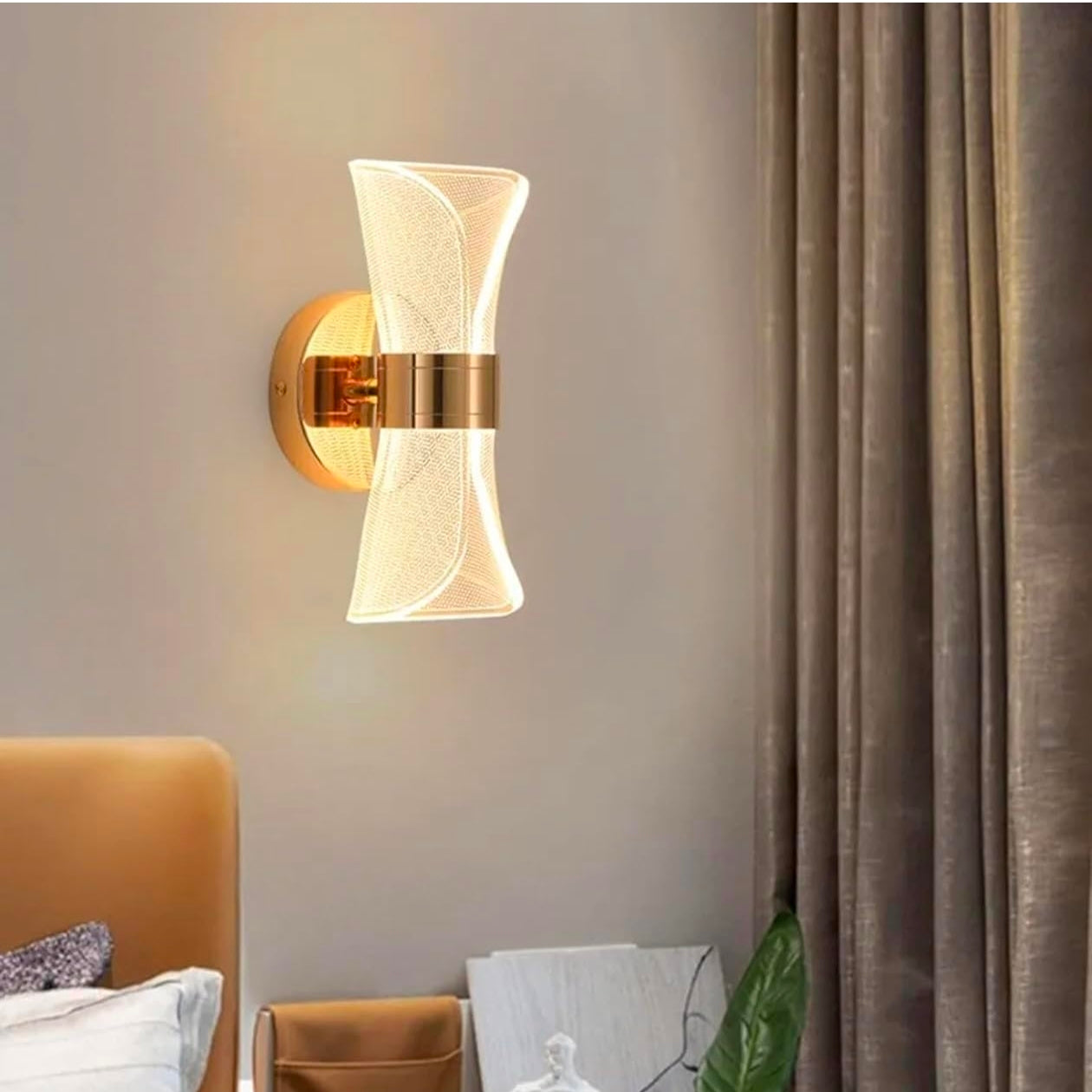 STODE® 12W Decorative Wall Light – Copper Finish with Geometric Pattern Shade | Stylish LED Bracket Lamp for Interior Lighting (Pack of 1)