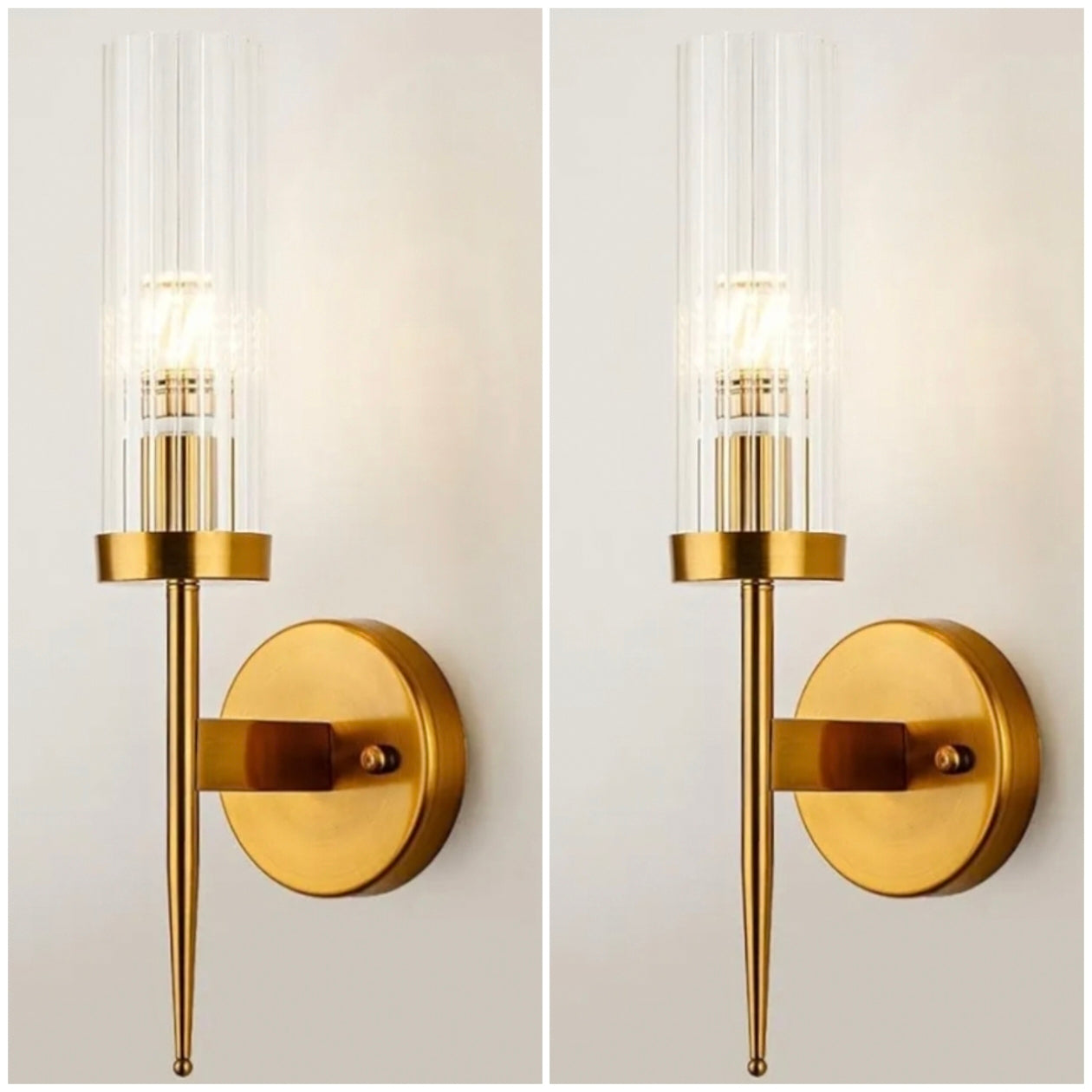 STODE® Modern Glass Wall Sconces (Bulb Included) - Creative Bedside Lamps for Living Room, Bedroom & Dining Room Décor (Pack of 2)