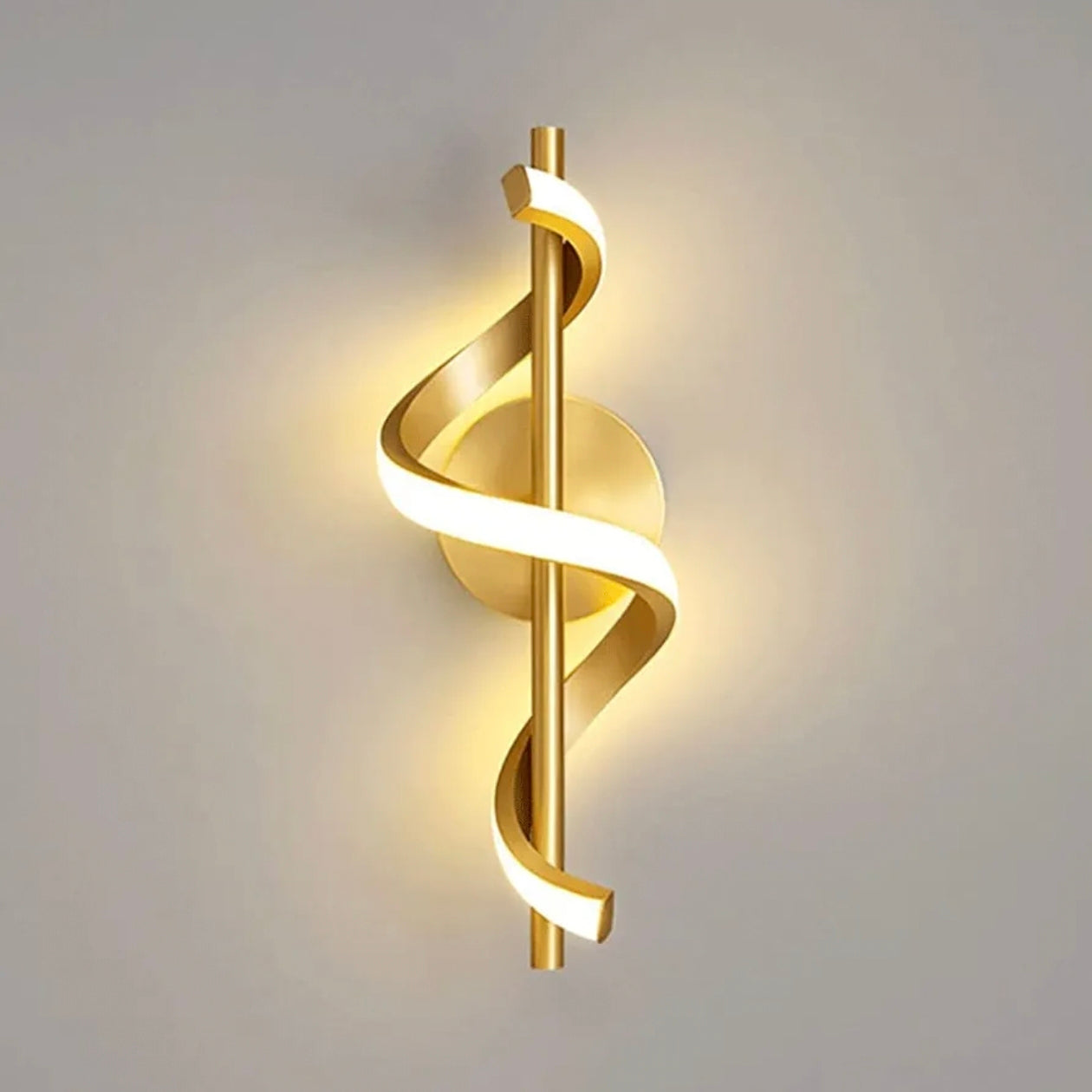 STODE® Spiral Metal Wall Lamp - Gold 12W LED Linear Sconce with 3-Color Changing for Bedroom & Modern Home Décor