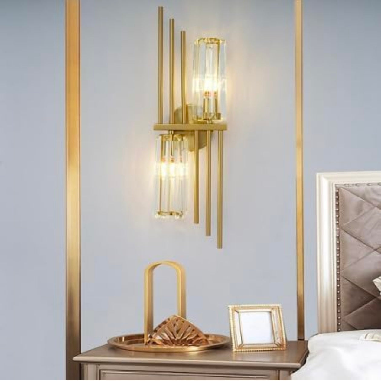 STODE® Postmodern Luxury Crystal Wall Lamp – High-End Gold LED Lighting for Living Room & Bedroom Décor