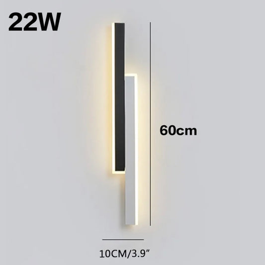 STODE® Modern Black & White LED Wall Sconce – Up & Down Long Strip Wall Lamp with 3 Color Modes for Indoor Living Room, Kitchen, Loft & Bar (Pack of 1)