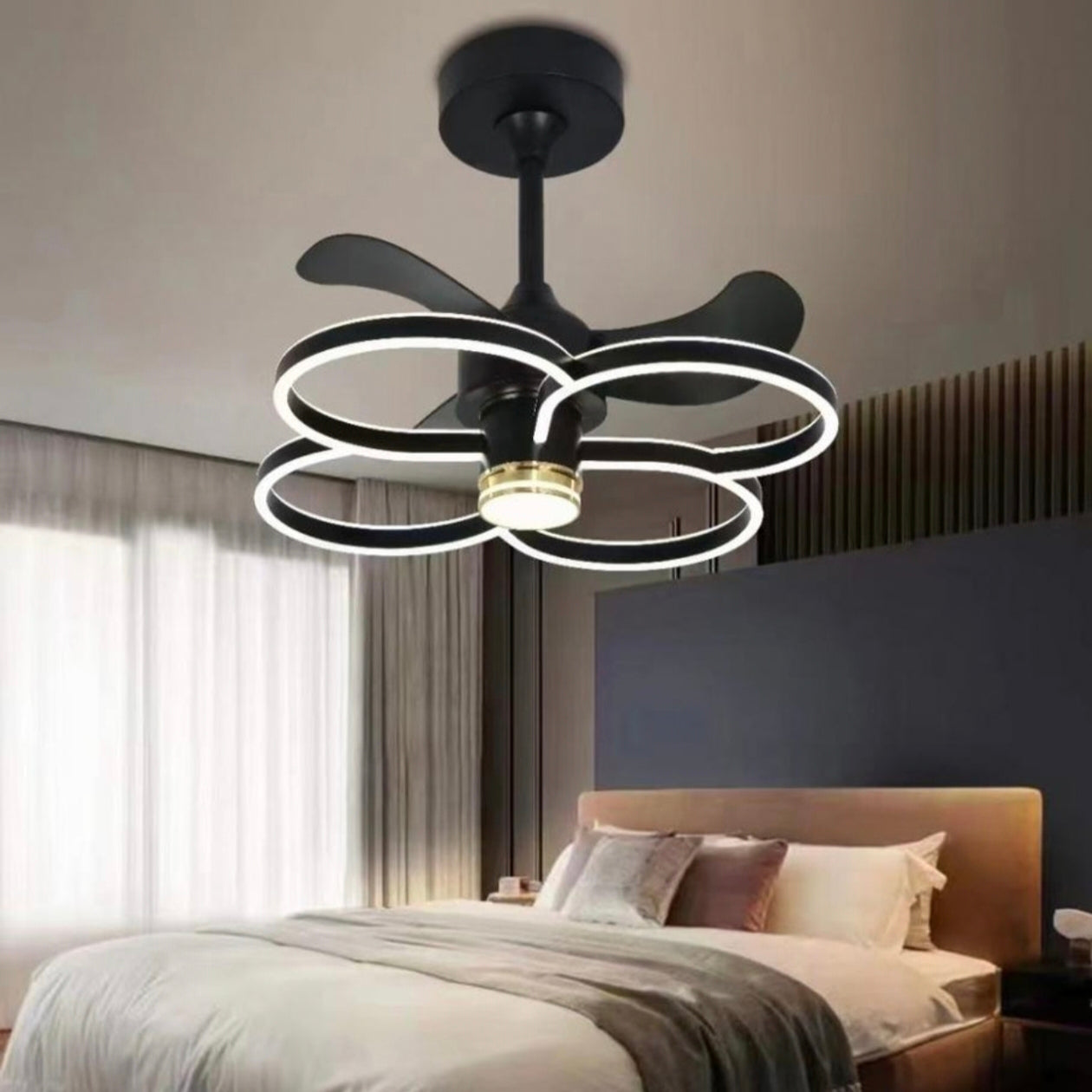 STODE® Modern Ceiling Fan Chandelier with Remote Control, 3-Color Adjustable Lighting - Ultra-Quiet Flush Mount Fan