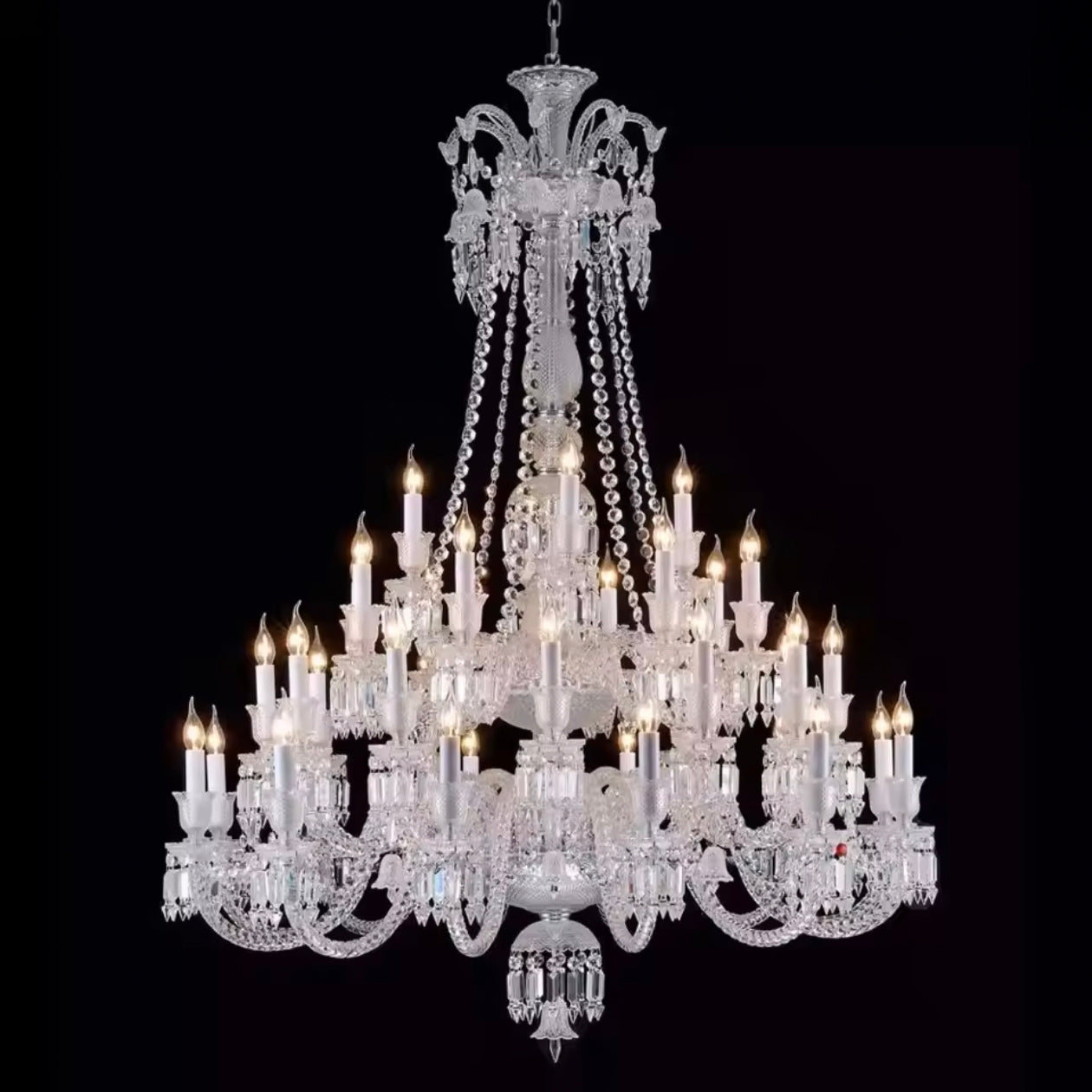 STODE® Italian Crystal Chandelier – White Candle Design - Warm White Luxury Lighting for Living Room, Dining Room, Bedroom & Staircase