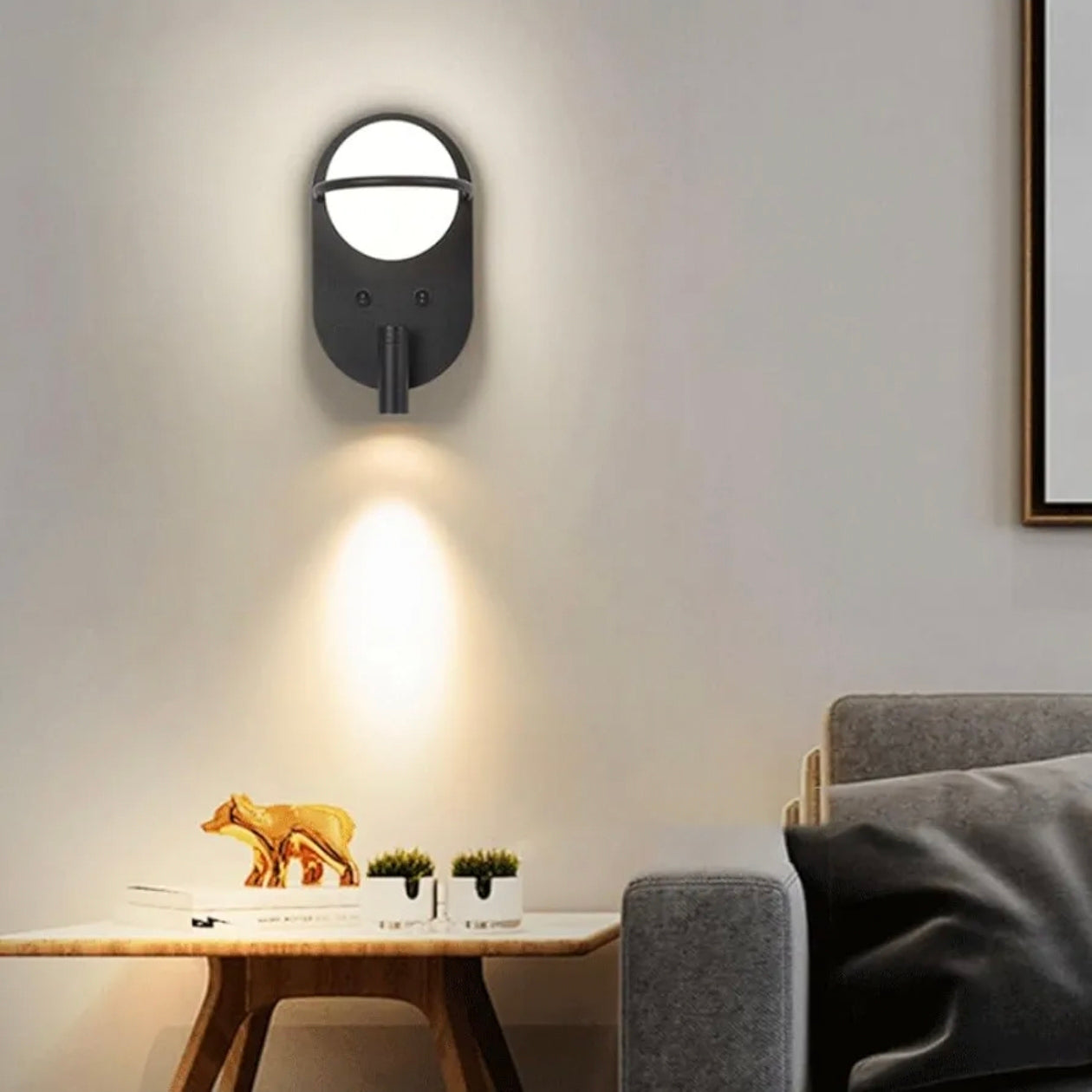 STODE® 350° Rotating 6W LED Wall Sconce - Black Double Head Metal Lamp with Dual Switch & 3-Color Changing for Bedroom, Living Room & Reading (Pack of 1)