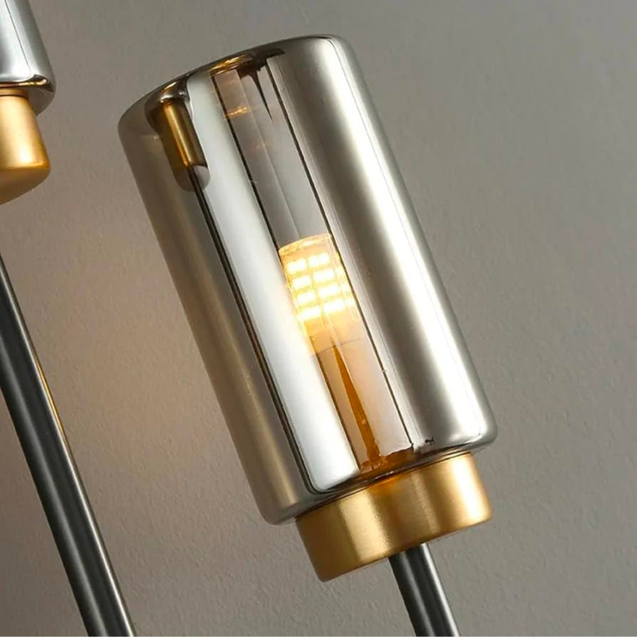 STODE® Modern Black & Gold Double Up-Down Wall Lamp – Smoky Grey Glass, 4-Head Sconce Fixture | Warm White for Living Room & Bedroom