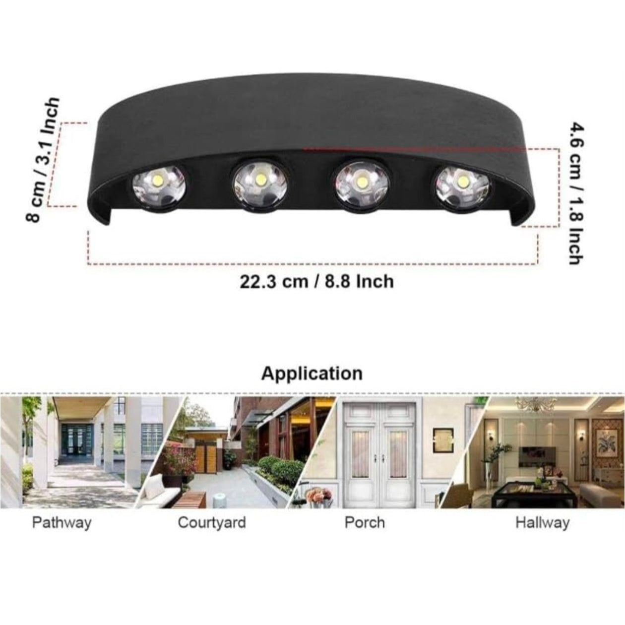 STODE® Aluminum LED Wall Lights for Outdoor/Indoor Use - IP65 Waterproof - Warm White (Pack of 1)