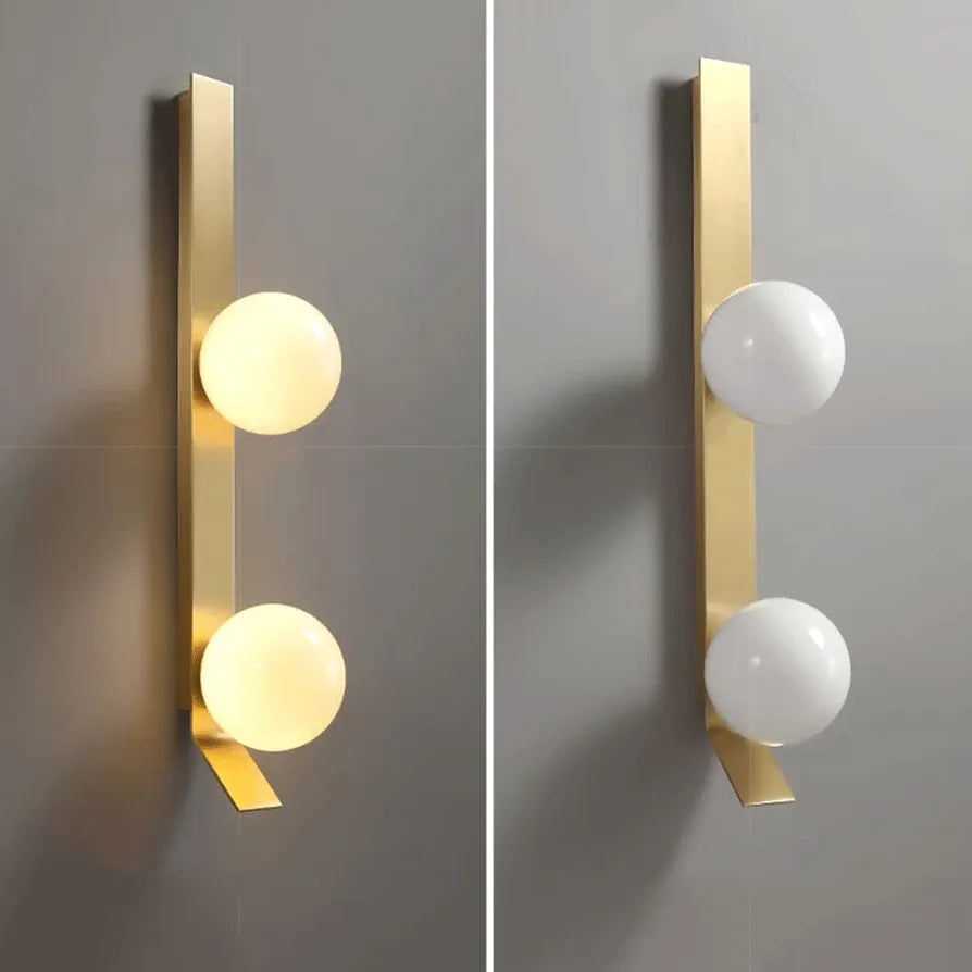 STODE® Modern Gold Wall Sconce - White Globe Glass Lamp for Bedroom, Living Room, Corridor & Dining Room Décor