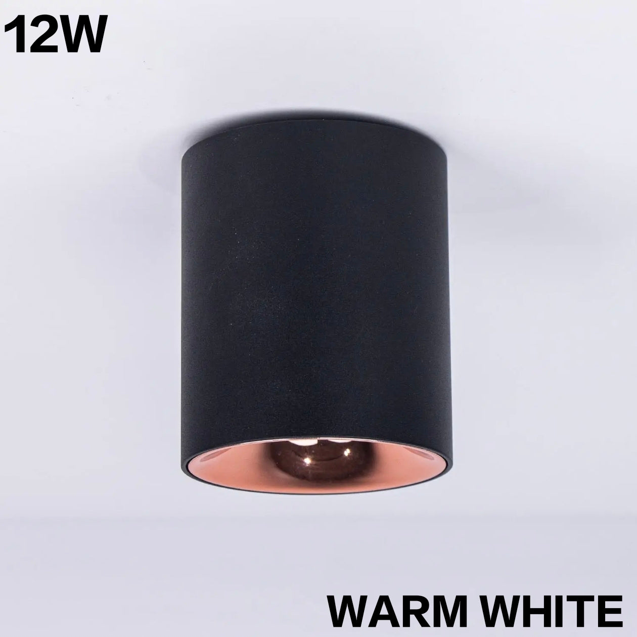 STODE® Black Antiglare LED Round Cylindrical COB Spotlight – Rose Gold Reflector | Versatile Ceiling Downlight for Home, Office & Outdoor (Warm White) – Pack of 1