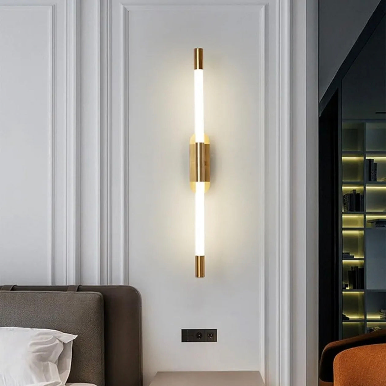 STODE® 600MM Modern Gold LED Wall Light – Rotatable Linear Strip Wall Lamp for Bathroom, Bedroom, Hallway & Vanity (Pack of 1)