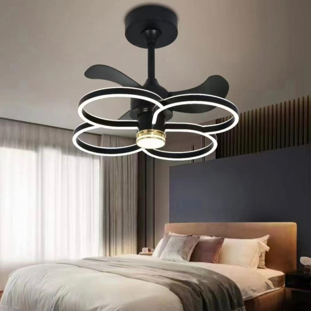 STODE® Modern Ceiling Fan Chandelier with Remote Control, 3-Color Adjustable Lighting - Ultra-Quiet Flush Mount Fan