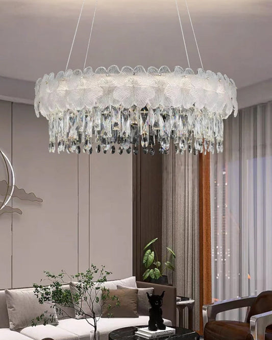 STODE® Floral Crystal Cascade Chandelier - Elegant Hanging Light Fixture