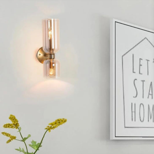 STODE® Double Glass Up-Down LED Wall Lamp – Gold Finish Lighting Fixture | Warm White for Living Room, Bedroom & Home Décor