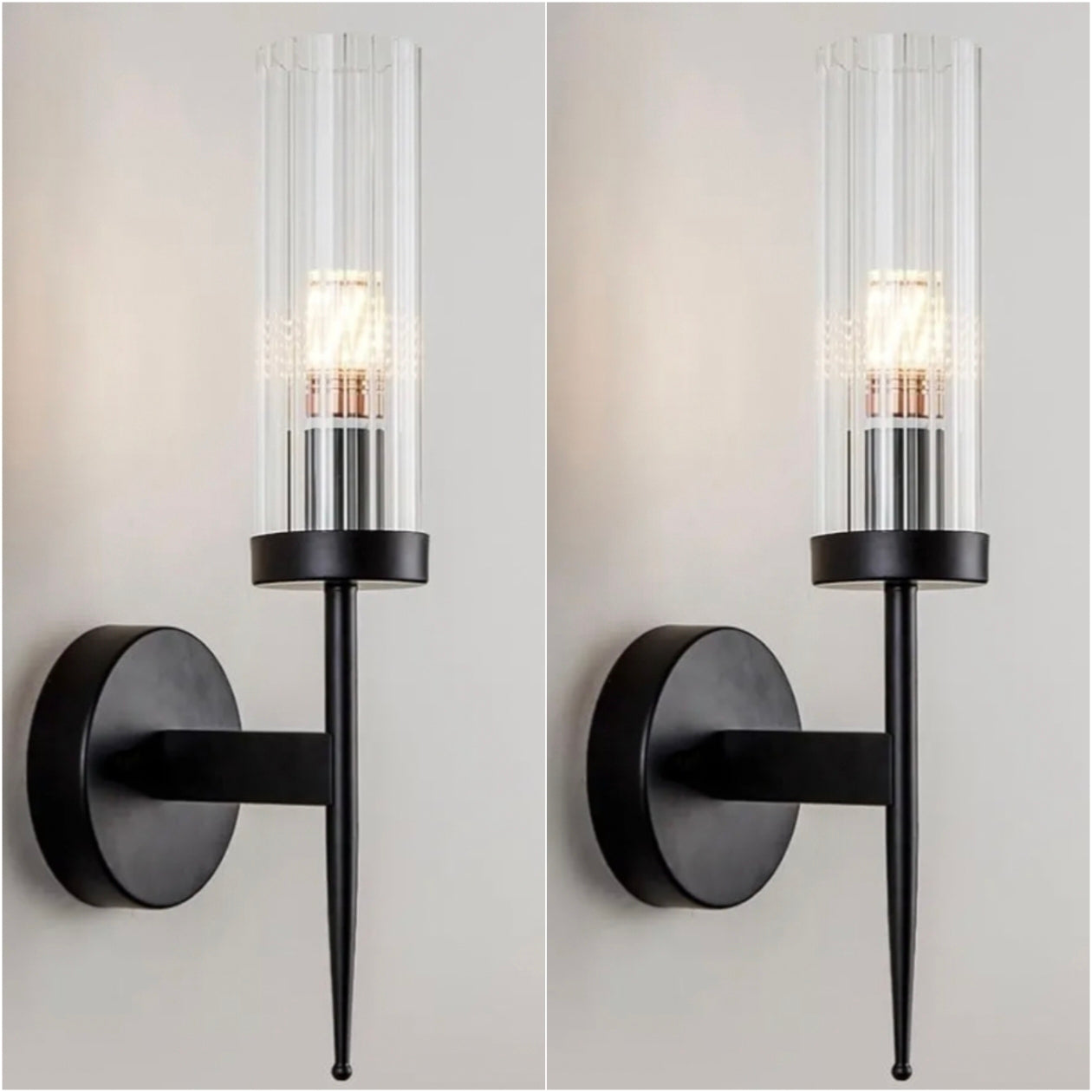 STODE® Modern Glass Wall Sconces (Bulb Included) - Creative Bedside Lamps for Living Room, Bedroom & Dining Room Décor (Pack of 2)