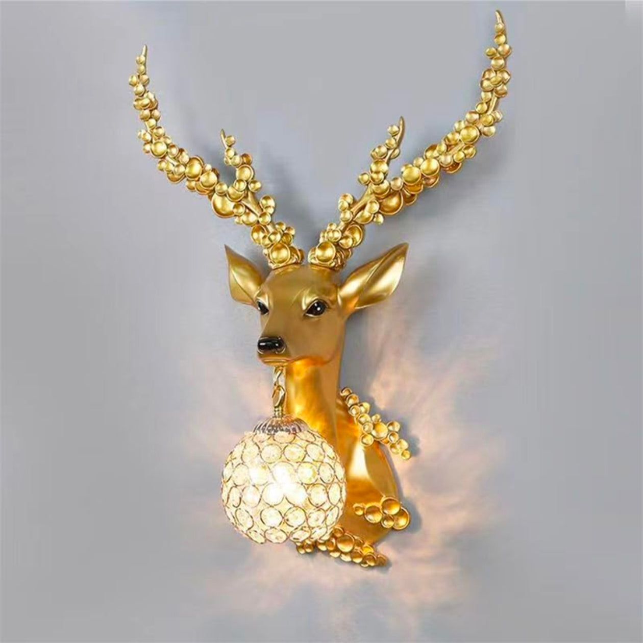 STODE® Deer Head Wall Sconce Light - Antique Gold Wall Mounted Lamp for Living Room, Bedroom & Office Décor