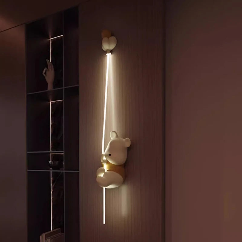 STODE® Balloon Wall Light with Hanging Teddy Bear - Yellow & Blue | Cute Night Lamp for Kids Room & Nursery Décor