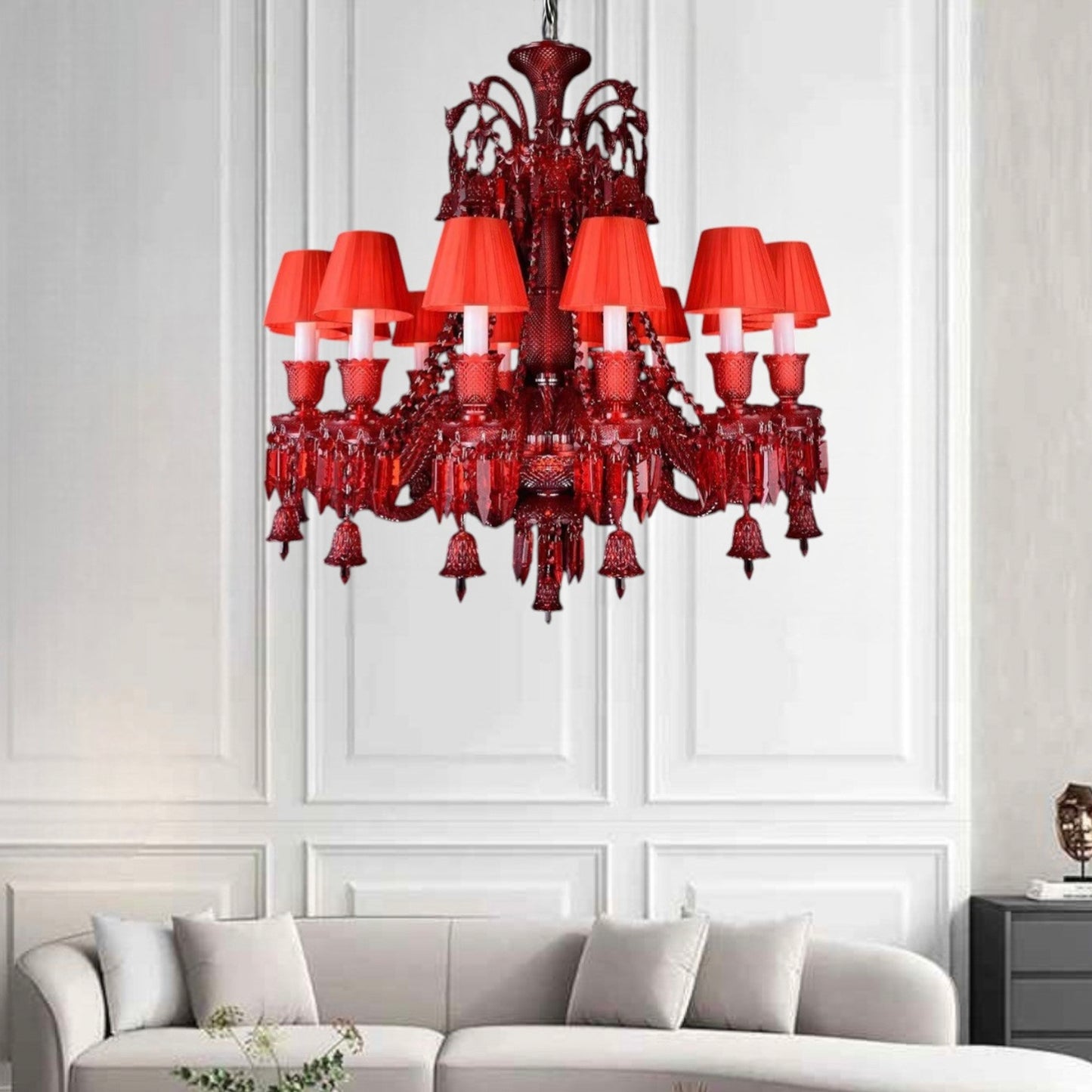 STODE® Italian Crystal Chandelier – 12-Light White Candle Design - Luxury Staircase, Living Room & Bedroom Lamp