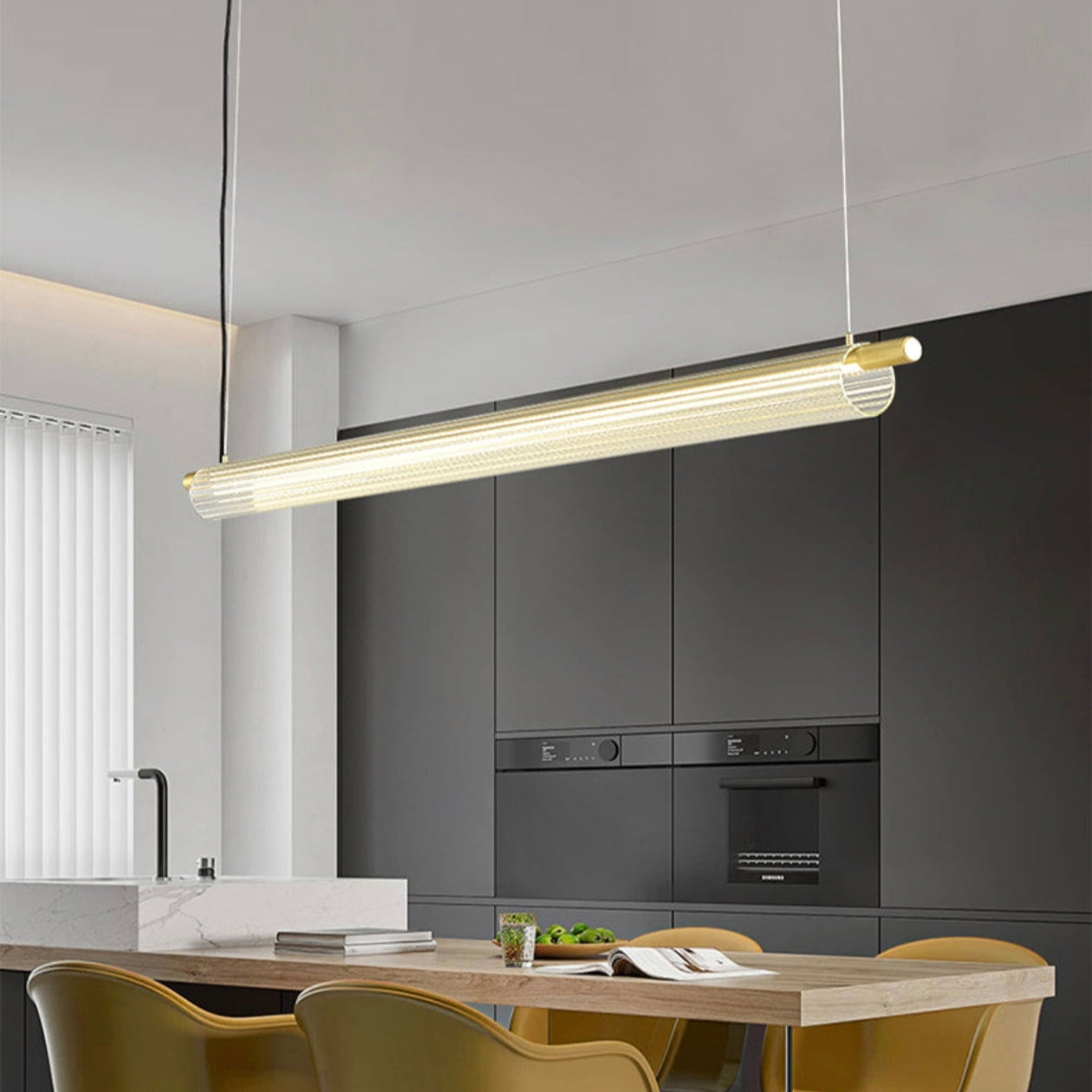 STODE® 36W Sleek Acrylic Tube LED Pendant Light | 1350mm Linear Hanging Lamp with 3-in-1 Color Modes (Warm, Cool & Natural White)