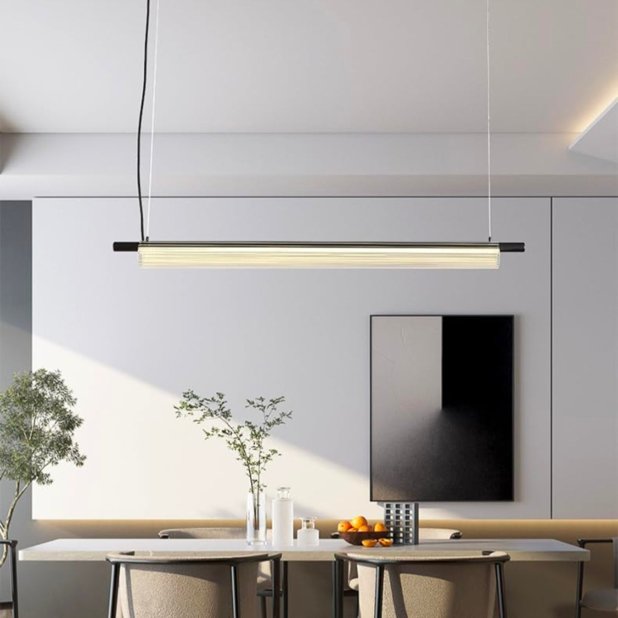 STODE® 36W Sleek Acrylic Tube LED Pendant Light | 1350mm Linear Hanging Lamp with 3-in-1 Color Modes (Warm, Cool & Natural White)