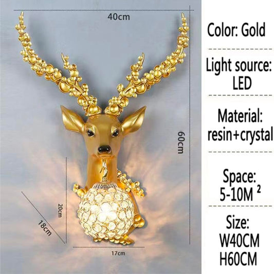 STODE® Deer Head Wall Sconce Light - Antique Gold Wall Mounted Lamp for Living Room, Bedroom & Office Décor