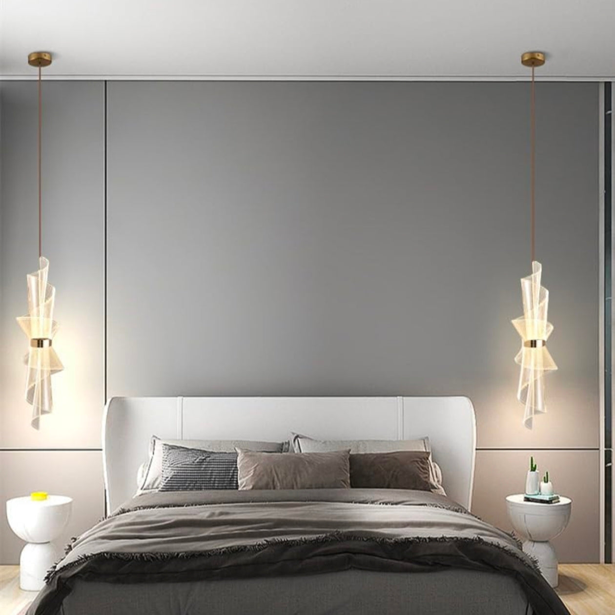 STODE® Single LED Gold Dual Acrylic Pendant Ceiling Lamp Light – 3 Color Changing - Modern Hanging Light (Pack of 1)