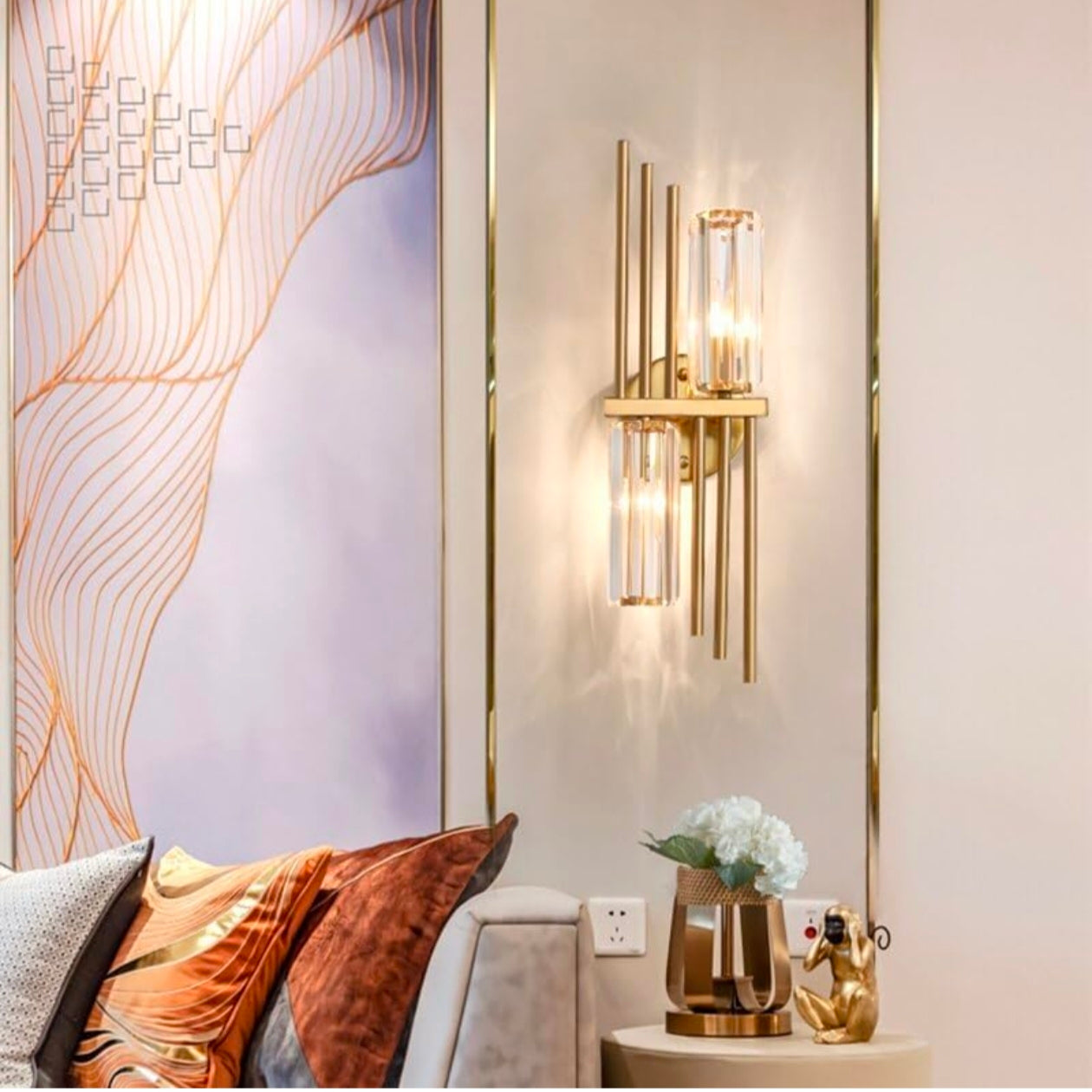 STODE® Postmodern Luxury Crystal Wall Lamp – High-End Gold LED Lighting for Living Room & Bedroom Décor