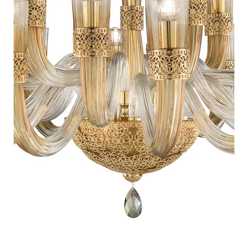 STODE® Classic 24K Gold Crystal Chandelier – Luxury 18-Light Elegant Ceiling Fixture
