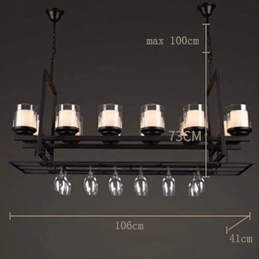 STODE® 12-Light LED Chandelier - Industrial Vintage Glass Wine Rack Pendant