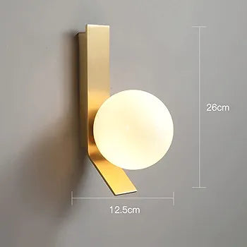 STODE® Modern Gold Wall Sconce - White Globe Glass Lamp for Bedroom, Living Room, Corridor & Dining Room Décor