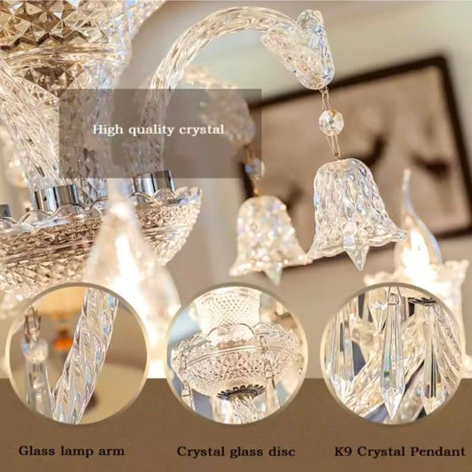 STODE® Italian Crystal Chandelier – White Candle Design - Warm White Luxury Lighting for Living Room, Dining Room, Bedroom & Staircase