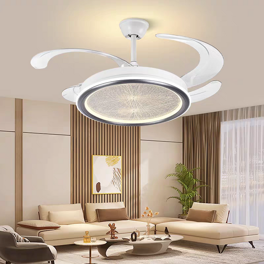 STODE® Leisure Aqua Ceiling Fan Chandelier – Decorative Fan with 3-Color Changing LED Light for Living Room & Home Décor