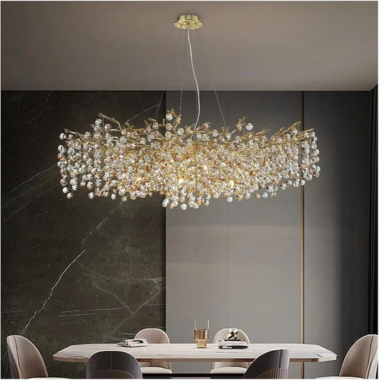 STODE® 1800mm Gold Crystal Ceiling Chandelier - Luxury LED Villa Lighting
