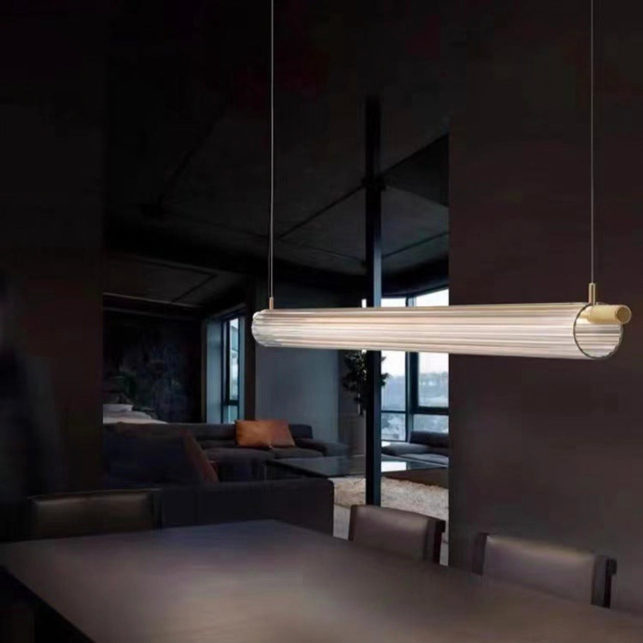 STODE® 36W Sleek Acrylic Tube LED Pendant Light | 1350mm Linear Hanging Lamp with 3-in-1 Color Modes (Warm, Cool & Natural White)