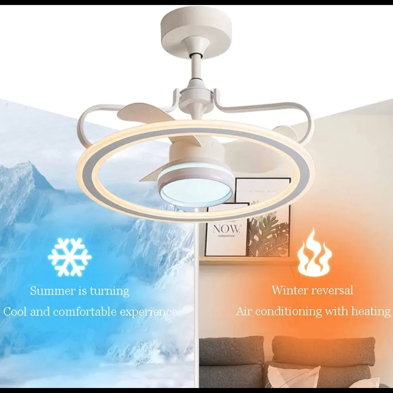 STODE® Modern Indoor 52inch Ceiling Fan with LED Light & Remote | Acrylic Lampshade Chandelier Fan for Bedroom & Living Room Décor