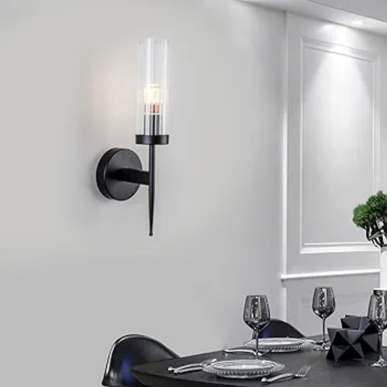 STODE® Modern Glass Wall Sconces (Bulb Included) - Creative Bedside Lamps for Living Room, Bedroom & Dining Room Décor (Pack of 2)