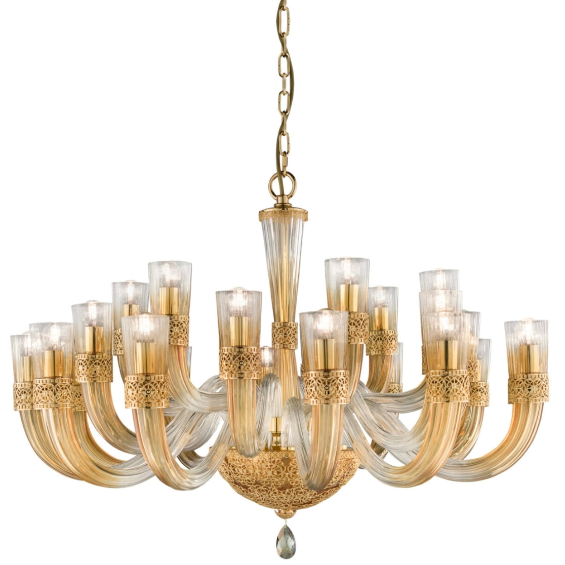 STODE® Classic 24K Gold Crystal Chandelier – Luxury 18-Light Elegant Ceiling Fixture