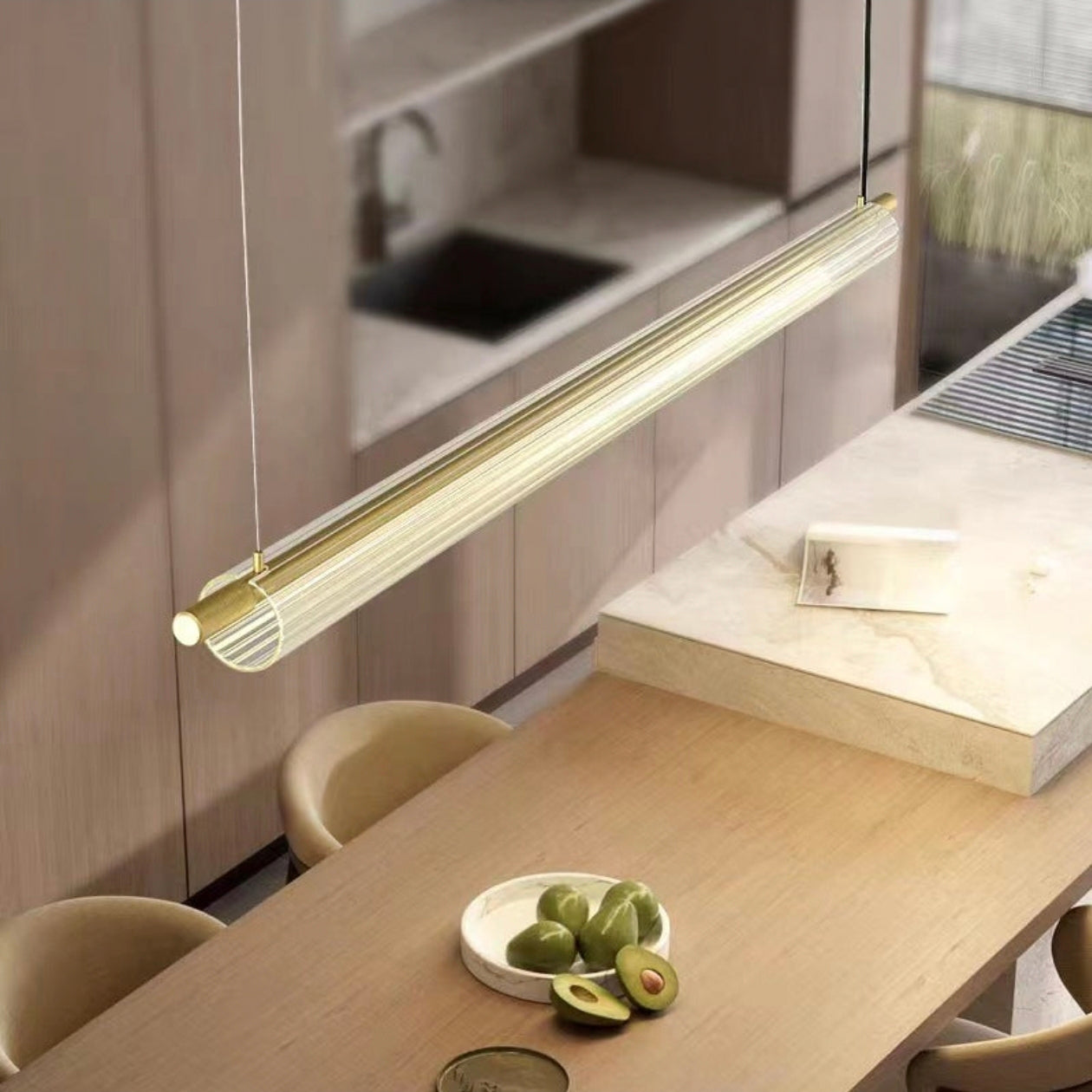 STODE® 36W Sleek Acrylic Tube LED Pendant Light | 1350mm Linear Hanging Lamp with 3-in-1 Color Modes (Warm, Cool & Natural White)